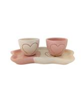 Set tazzine e vassoio bicolore